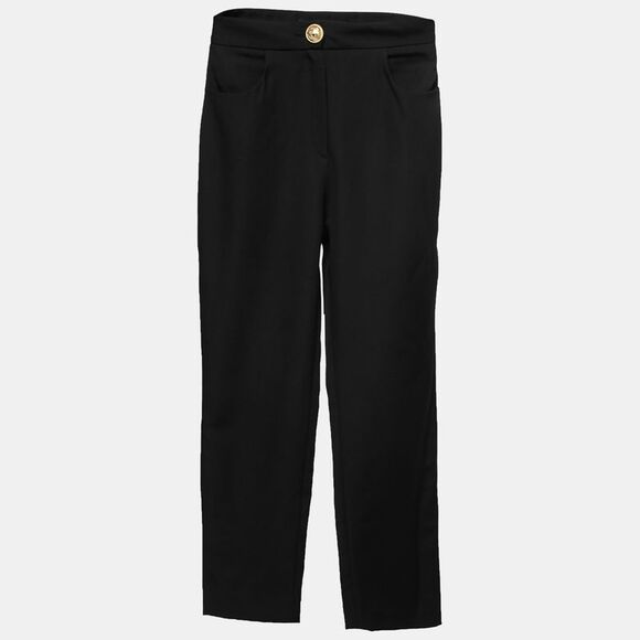 Balmain Black Crepe High-Rise Straight Trouser M,All Products : American Fashion Style Bags On Sale